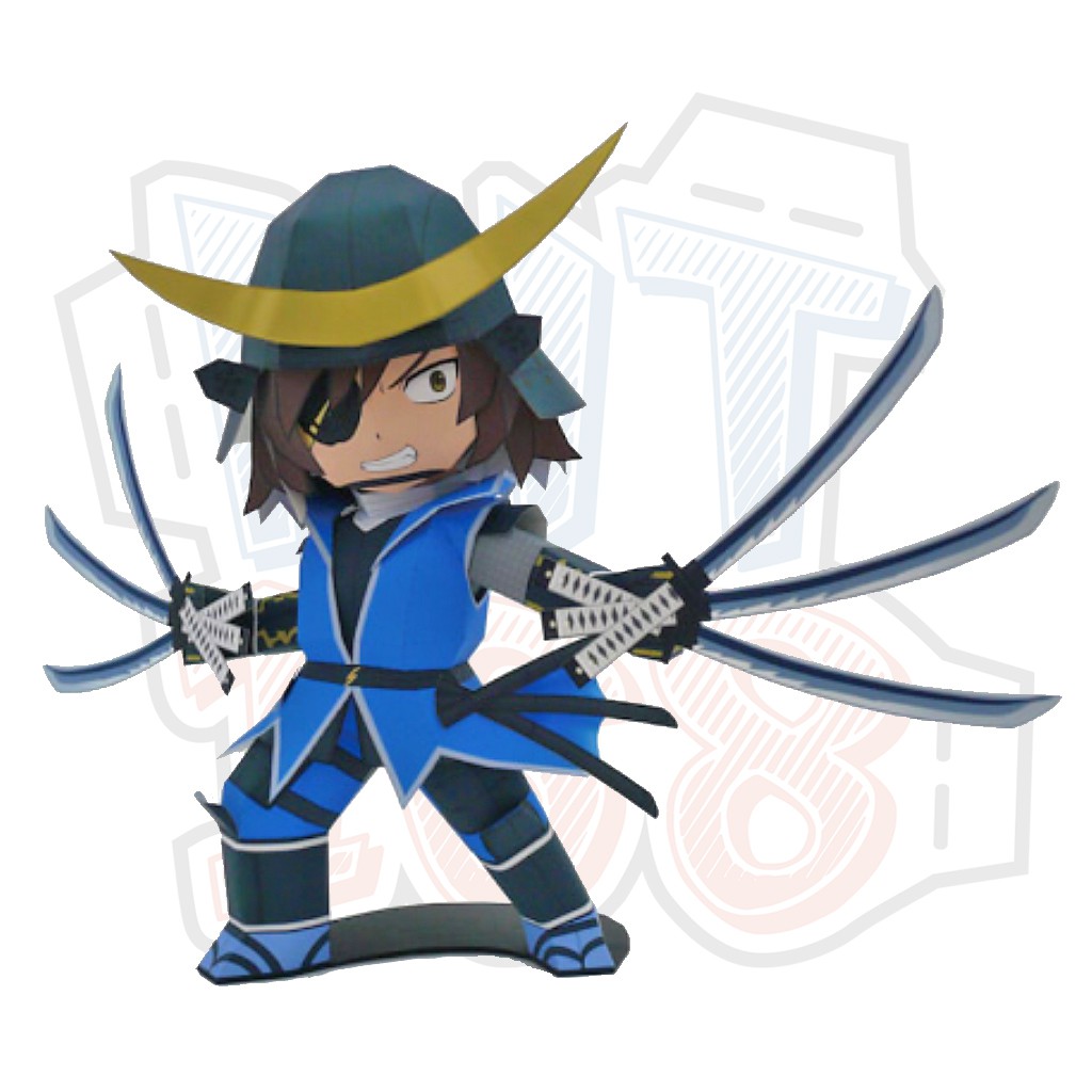 Mô hình giấy Anime Game chibi Date Masamune - Sengoku BASARA