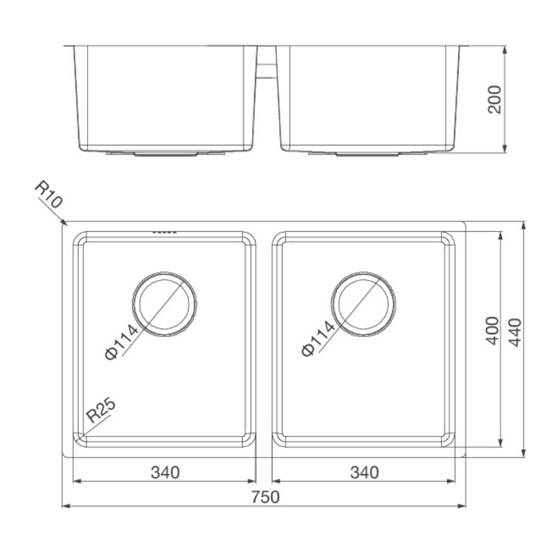 Chậu Rửa Chén Malloca MS 6075 - Inox 304 - Ngang 75cm