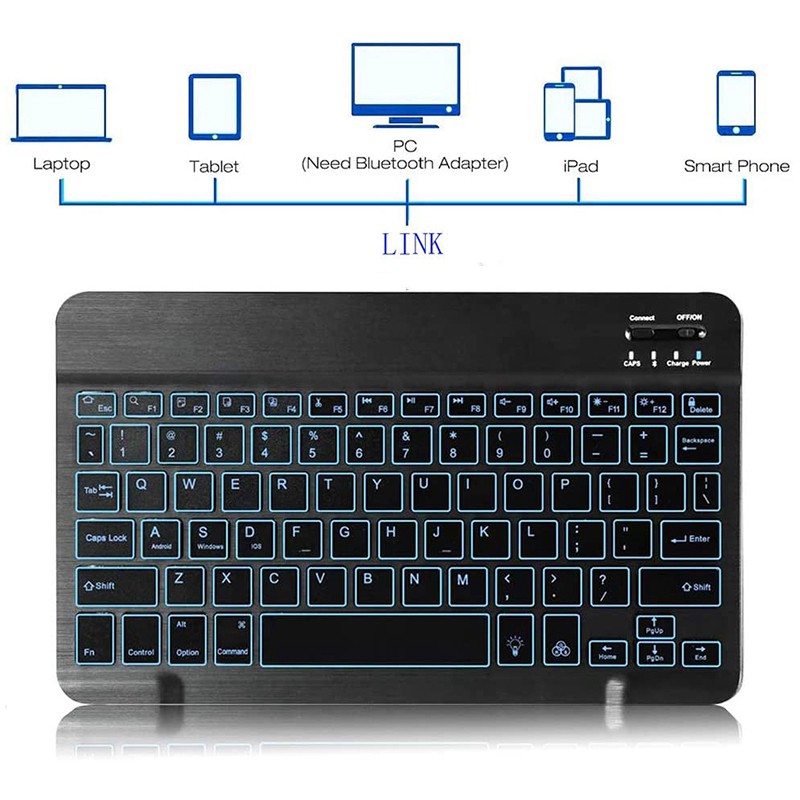 Bàn Phím Bluetooth 7 Màu Có Đèn Nền Cho Laptop / Tablet / Smart Tv