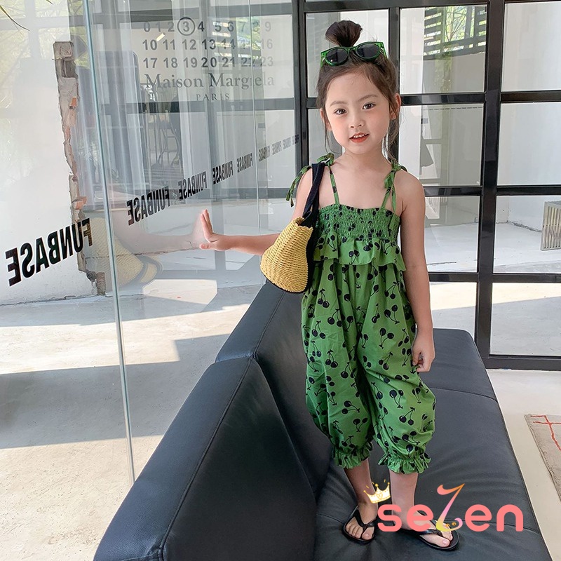 Bộ Áo Liền Quần Hai Dây Mùa Hè Hàn Quốc Cho Bé Gái Se7en