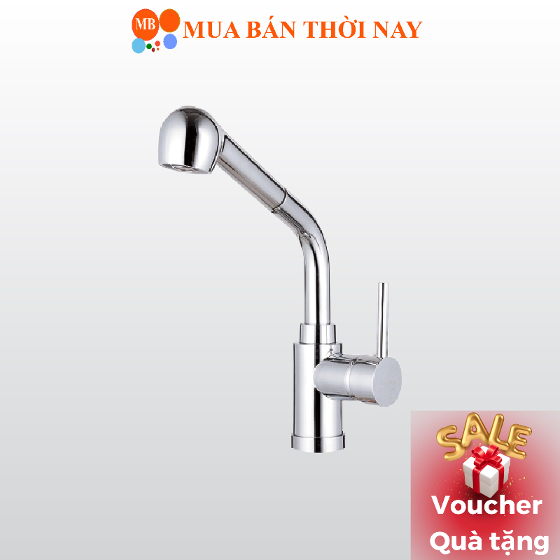 Vòi rửa chén bát nóng lạnh dây rút Malloca K119N9, vòi bếp 2 nguồn nước, Cam kết chính hãng