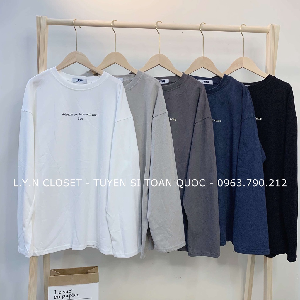 Áo thun 3158 dài tay in chữ ADREAM dáng unisex hàng Quảng Châu Lyn Closet A115L