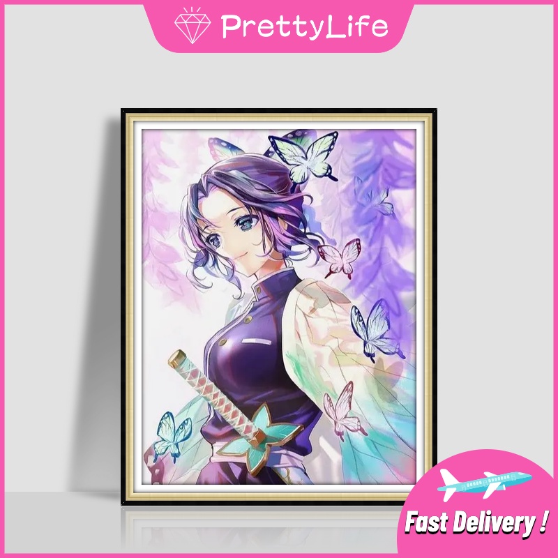 Bộ Tranh Đính Đá 5D Tự Làm Hình Nhân Vật Shinobu Kocho Trang Trí Nhà Cửa 40x50cm