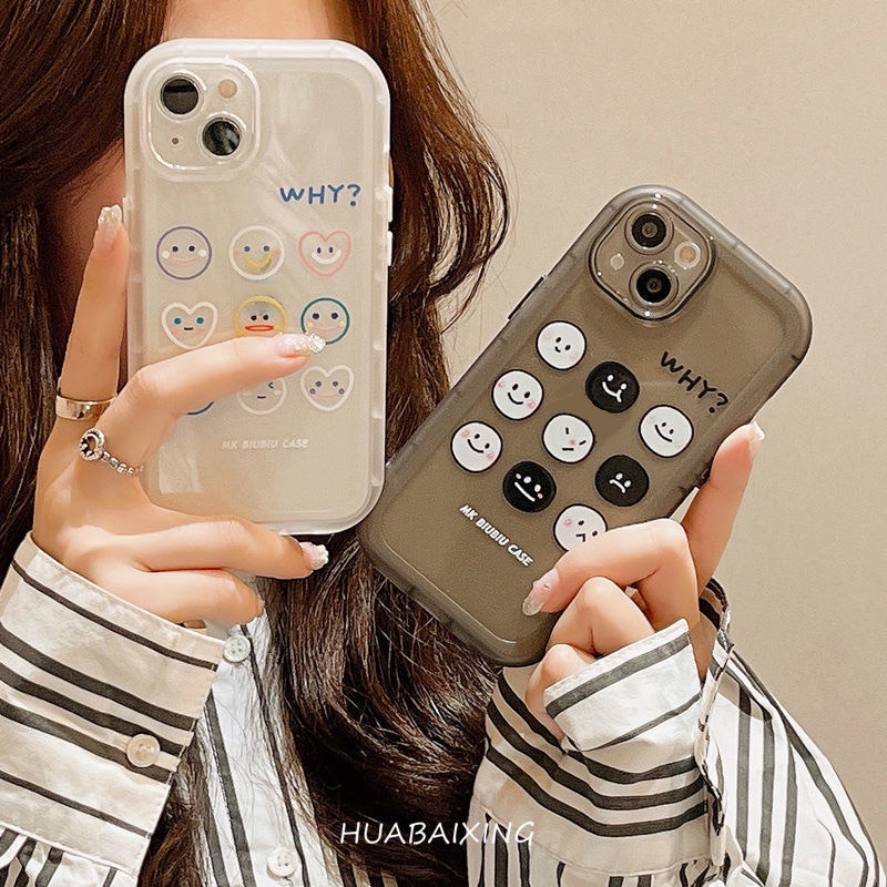 Ốp Điện Thoại Trong Suốt Họa Tiết Mặt Cười Dễ Thương Dành Cho IPhone 12 13 11 Pro Max X Xs Max Xr 7 8 Plus