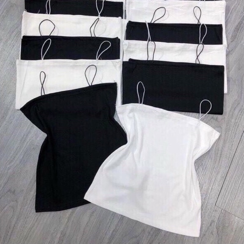 Áo 2 Dây Cotton Croptop Sợi Bún KHÔNG ĐỆM Ngực Dáng Ôm Thoáng Mát 2S