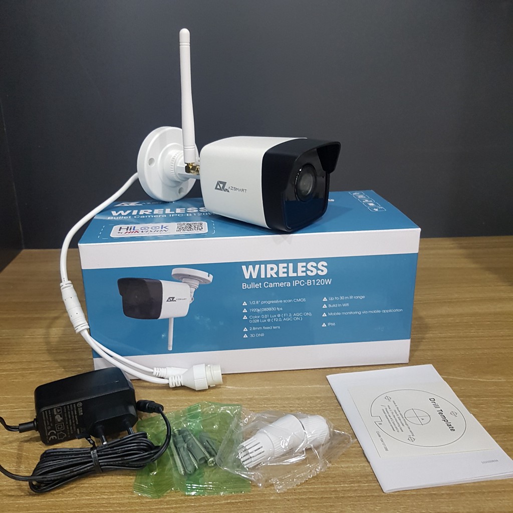 Camera Wifi IP thân trụ hồng ngoại ngoài trời 2MP HiLook IPC-B120W - Tích hợp míc - Hàng chính hãng