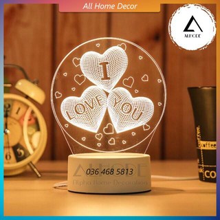 Đèn LED 3D trang trí đơn sắc về Tình yêu