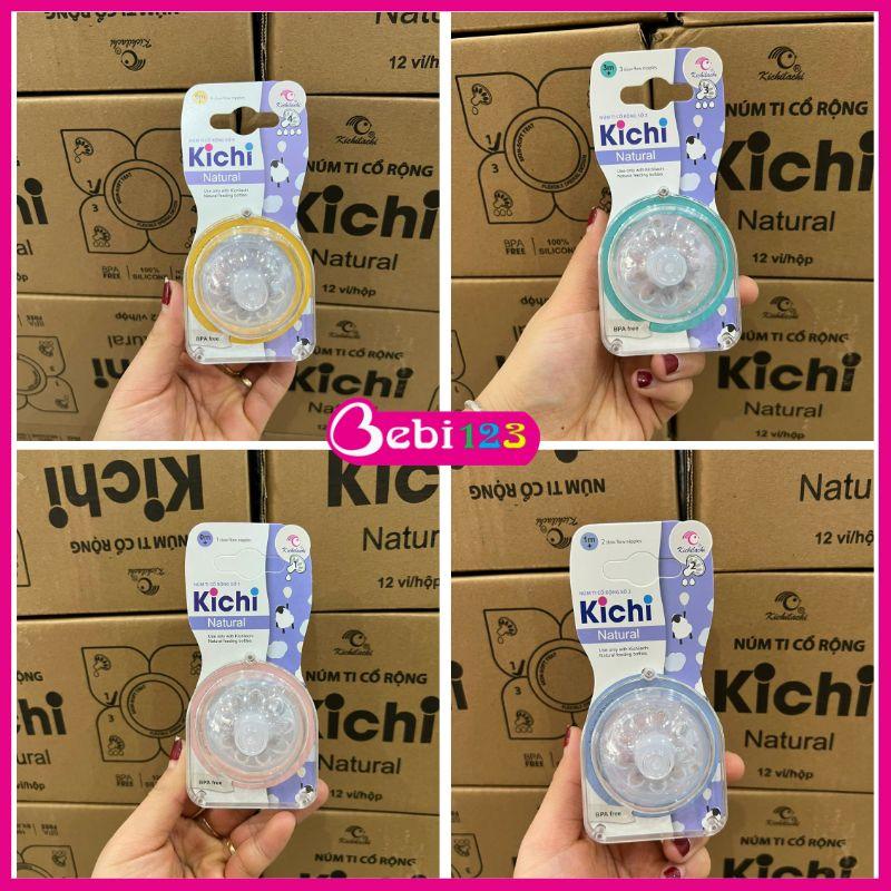 Bình sữa Kichi Natural Cổ Rộng núm ty mô phỏng như ty mẹ cho bé