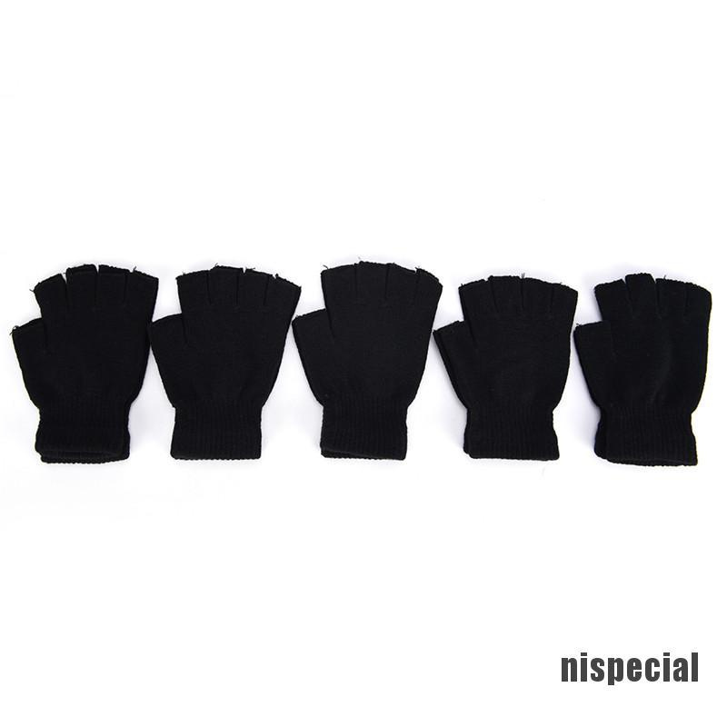 Găng Tay Dệt Kim Co Giãn Màu Đen Thời Trang Mùa Đông Cho Nữ