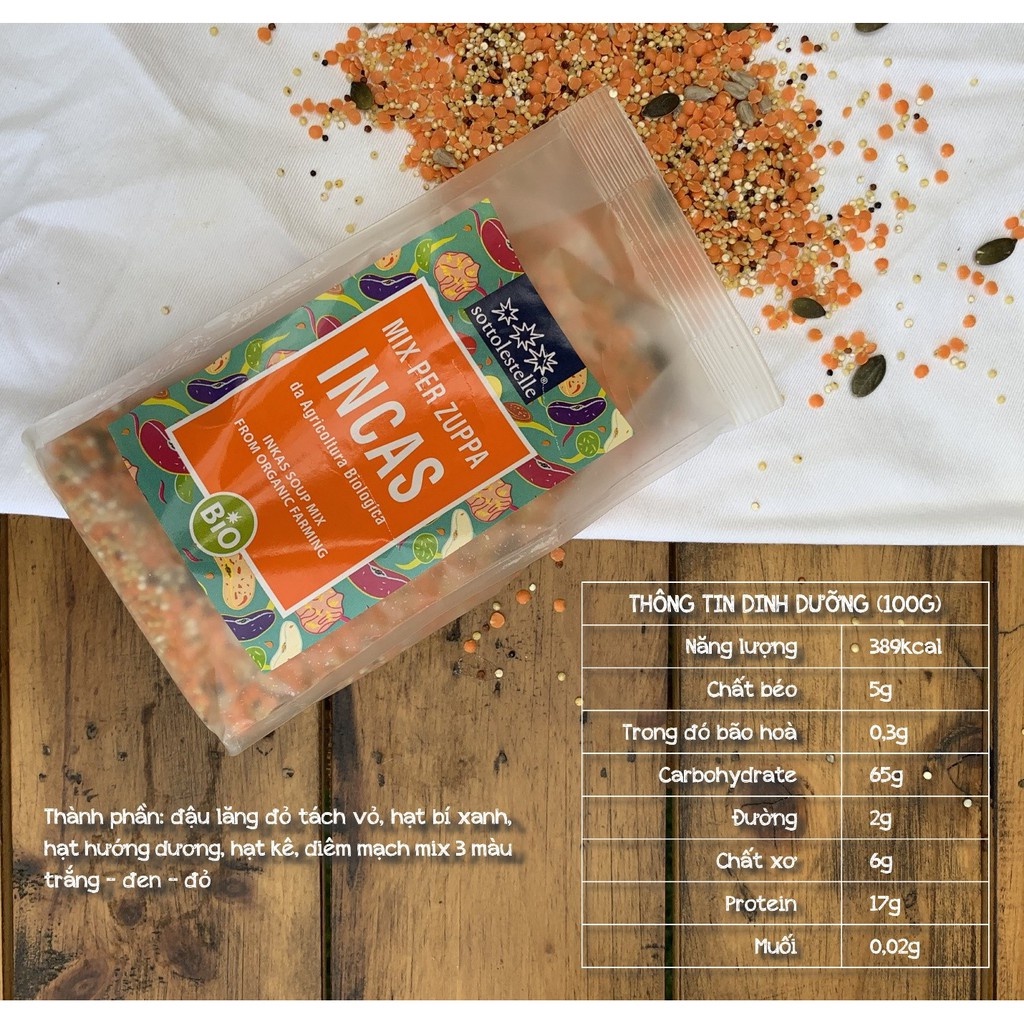 Hỗn hợp 7 loại hạt dinh dưỡng hữu cơ Sotto 400g Organic Mix Zuppa Incas