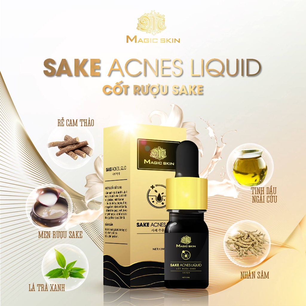 Tinh chất ngừa mụn không xưng Magic Skin Sake Acnes Liquid 5ML