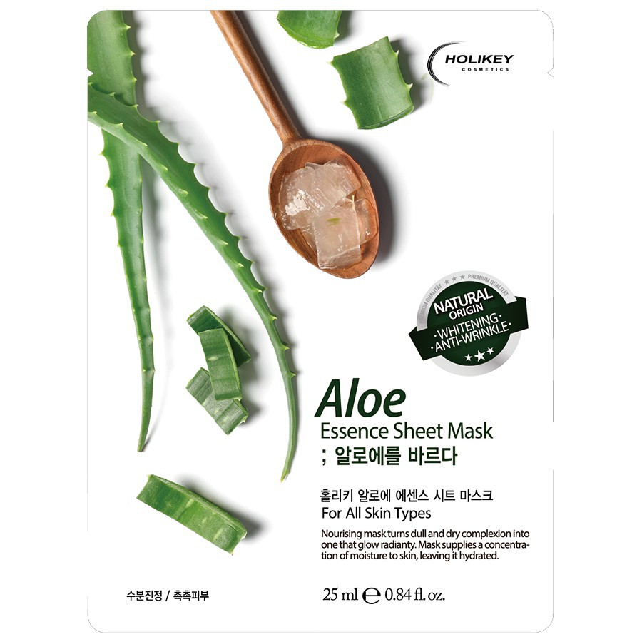 Mặt Nạ Tinh Chất Lô Hội Thiên Nhiên Holikey Aloe Vera Essence Mask Sheet 25ml - Hàn Quốc Chính Hãng