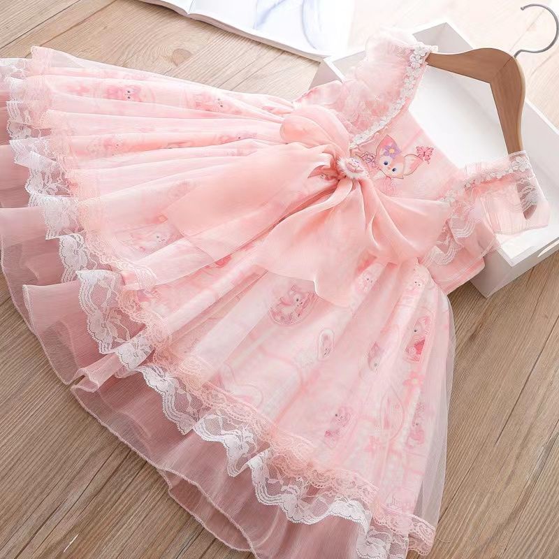 Đầm Công Chúa Phối Ren Kiểu Lolita Xinh Xắn Cho Bé Gái