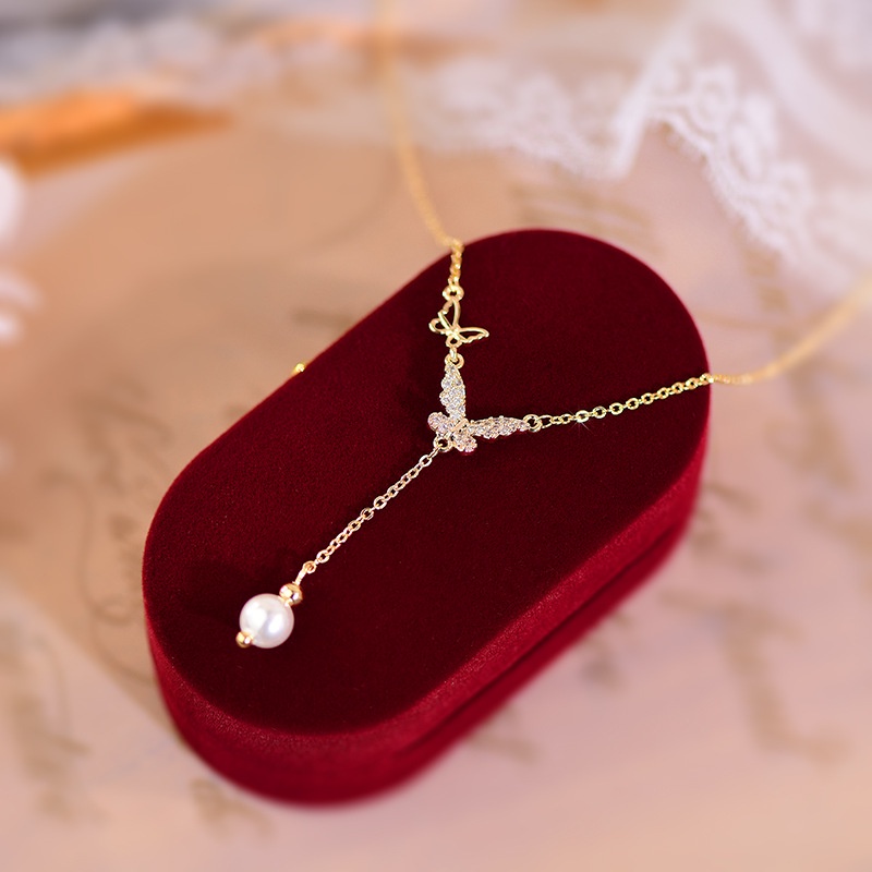 Dây Chuyền Hình Bướm Đính Đá Zircon Phong Cách Pháp Thời Trang