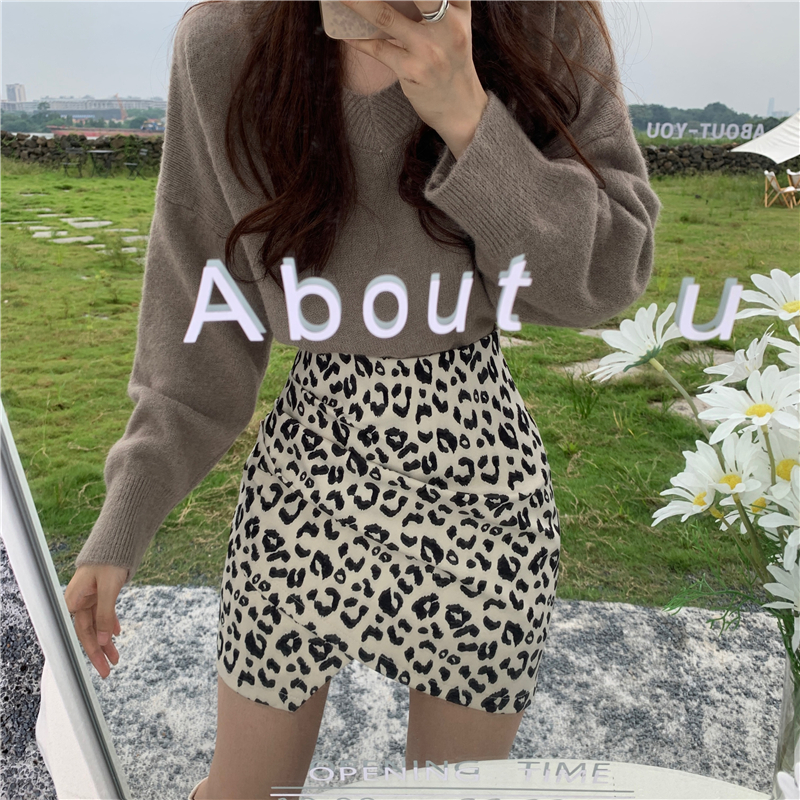 Xiaozhainv Chân váy lưng cao dáng chữ A in hoạ tiết da báo phong cách Hàn Quốc hợp thời trang | BigBuy360 - bigbuy360.vn