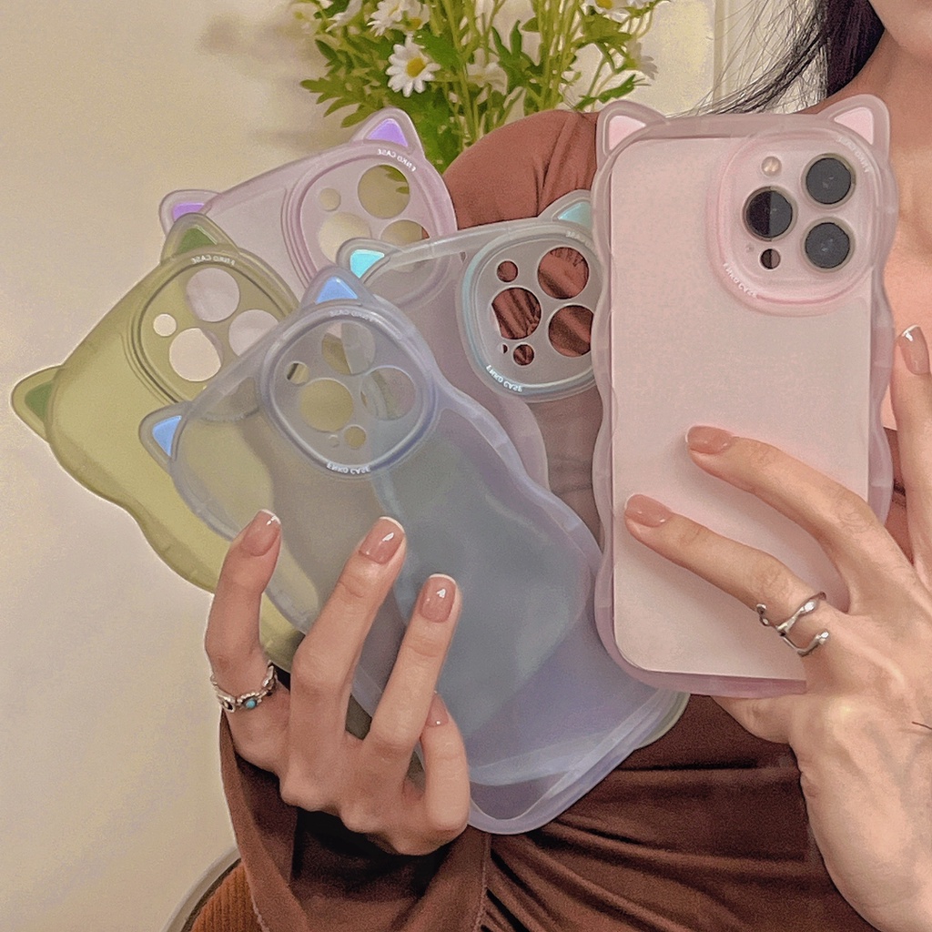 Ốp Điện Thoại tpu Trong Suốt Họa Tiết Tai Mèo Hoạt Hình Cho iphone 13 pro max ins12 pro max x/xs max11 pro max xsmax