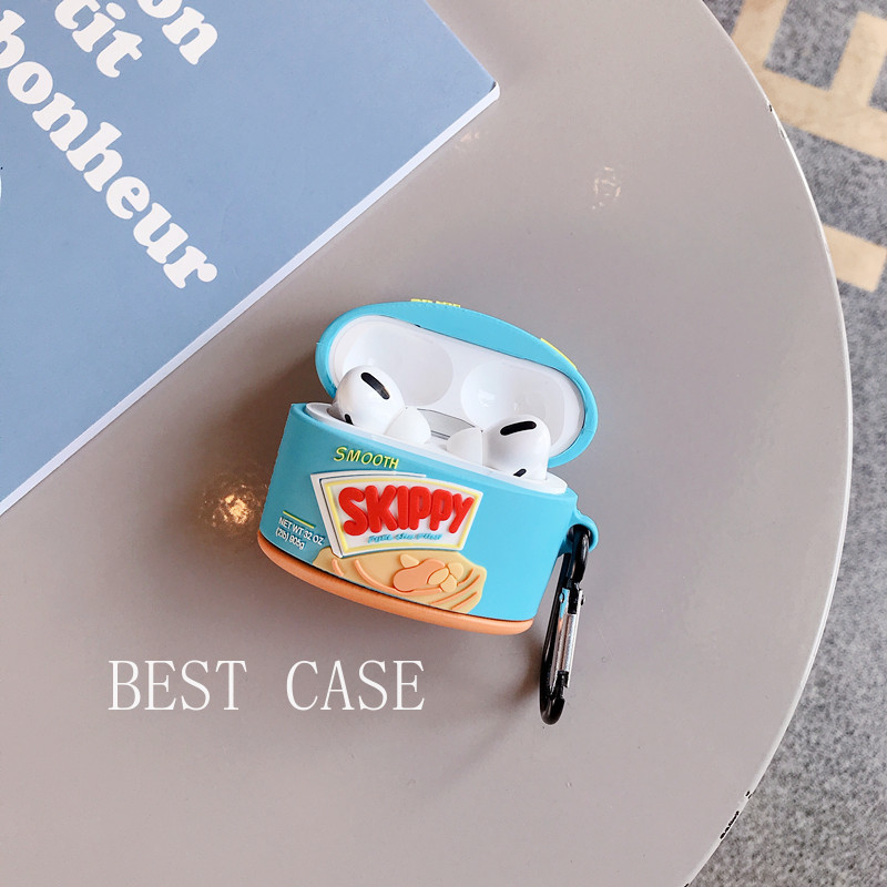 Vỏ bảo vệ hộp sạc tai nghe Airpods 1/2 hình hộp bơ đậu phộng ngộ nghĩnh dễ thương