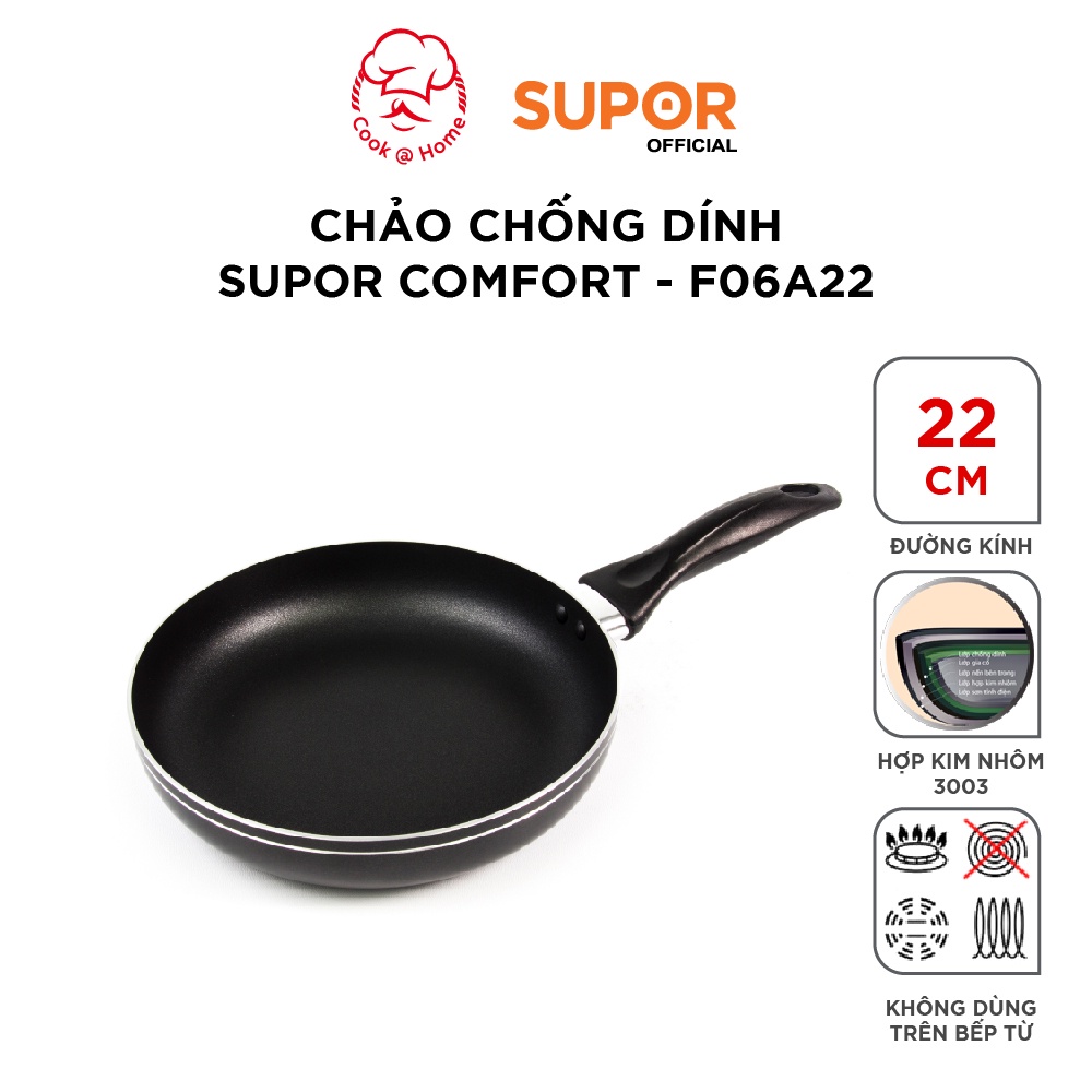 Chảo chống dính Supor Comfort size 20, 22, 24, 26, 28, 30cm -F06A26