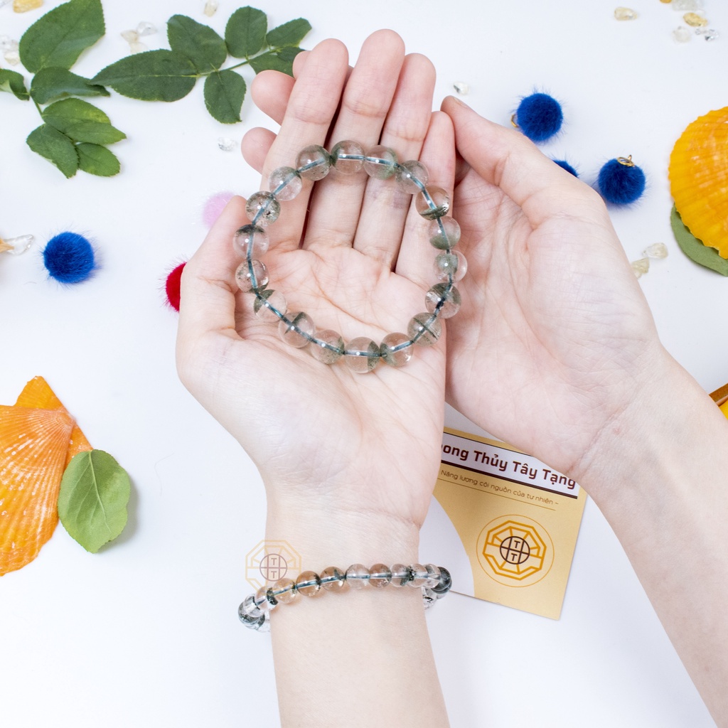 Vòng Tay Phong Thủy Đá Ưu Liinh Xanh Tự Nhiên [TẶNG HỘP GỖ CAO CẤP] tài lộc nam nữ mệnh Mộc Hỏa - Phong Thủy Tây Tạng