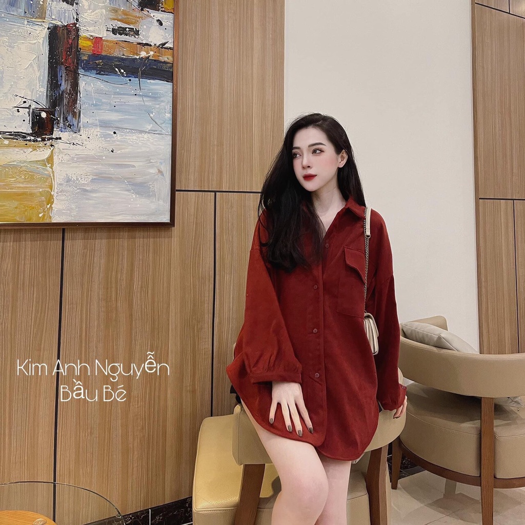 Áo sơ mi dài tay đuôi tôm nữ form rộng phong cách Hàn Quốc chất thô phù hợp đi học , đi làm - Ngọc Uyên Store