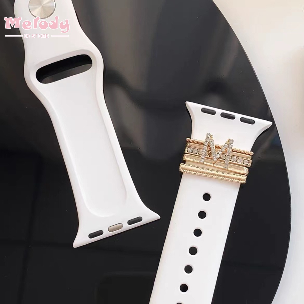 Dây Đeo Silicone Đính Kim Cương Giả Cho Đồng Hồ Thông Minh Apple watch iWatch/Galaxy watch 4/Classic/3