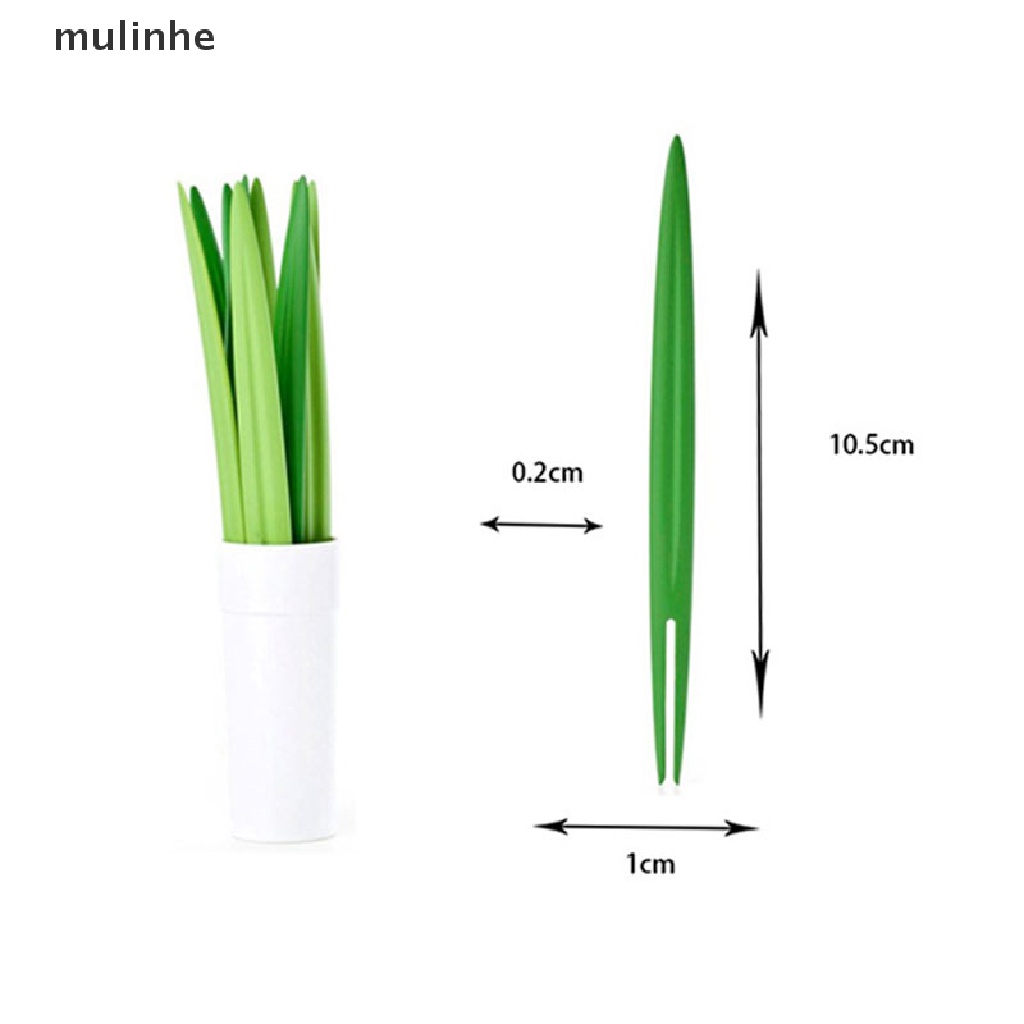 Mulinhe Set 10 Nĩa Tre Ăn Trái Cây / Salad Hình Lá Xương Rồng / Trái Dứa