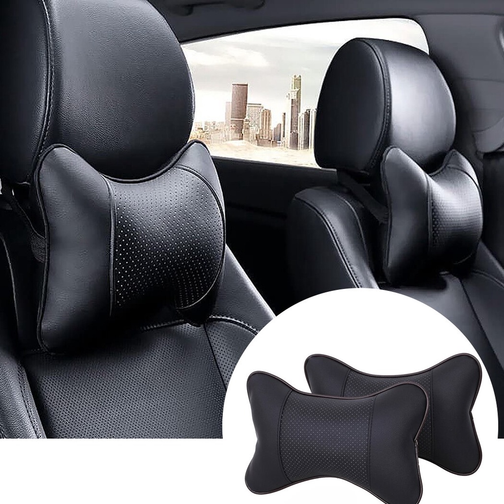 Bộ 2 gối tựa đầu/tựa cổ bằng da nhân tạo cao cấp gắn ghế ngồi xe hơi