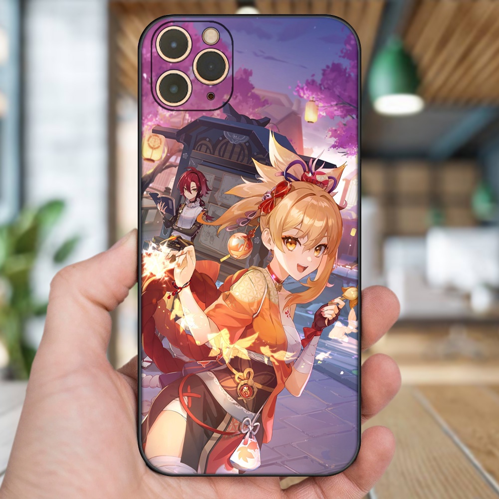 Ốp lưng iPhone 11 Pro Max dẻo đen cạnh vuông in hình Yoimiya Genshin Impact