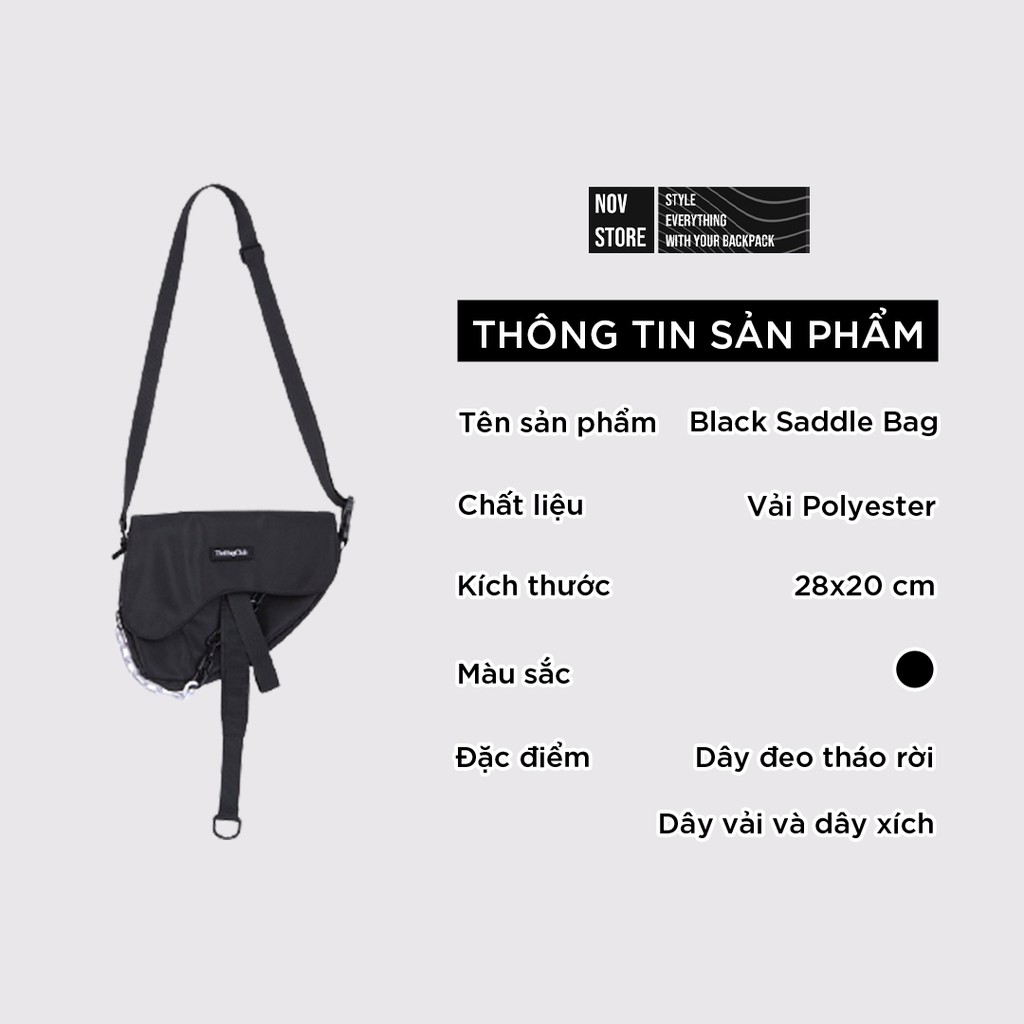 Túi đeo chéo unisex, túi xách chống nhăn chống thấm nước, dây xích tháo rời dành cho nam và nữ novstore - BLACK SADDLE