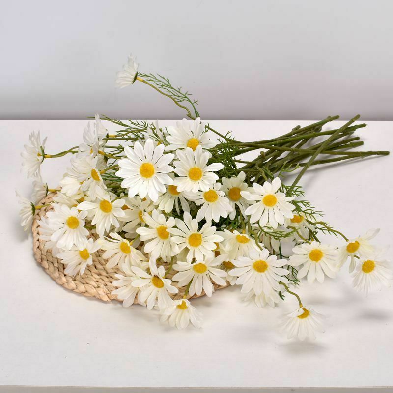 White Daisy Artificial Flowers Long Branch Bouquet for Home Wedding Garden Decoration DIY Bridal Silk Fake Flower Accessories