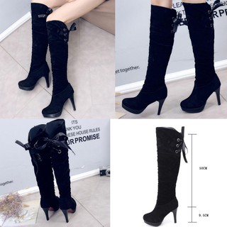 Đôi bốt cao gót đan dây cao dưới gối thời trang sành điệu cho nữ