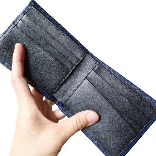 Bóp ví nam da bò dập vân taiga mini cao cấp không thấm nước