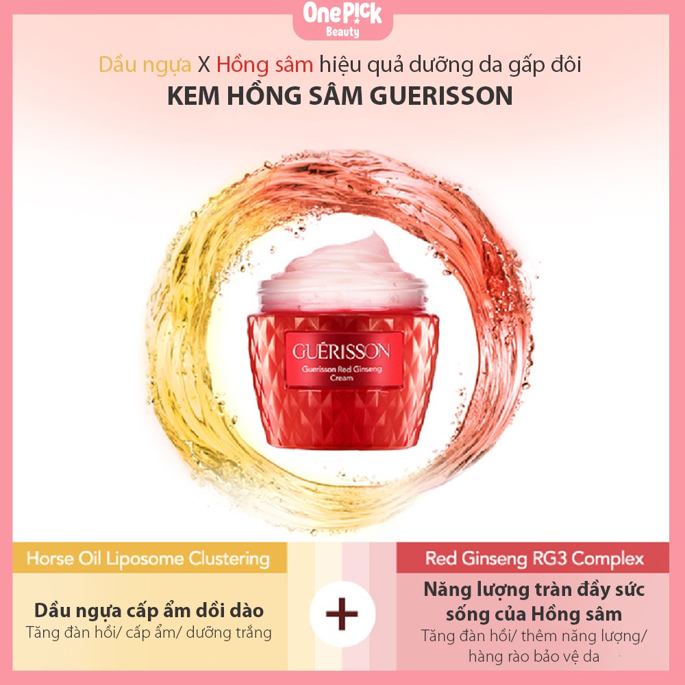 OnePick) Kem dầu ngựa Guerisson  dưỡng trắng, cấp ẩm, chống lão hóa, tái tạo da Guerisson Red Ginseng cream 60g [Guerisson Red Ginseng Horse Oil Cream 60g]