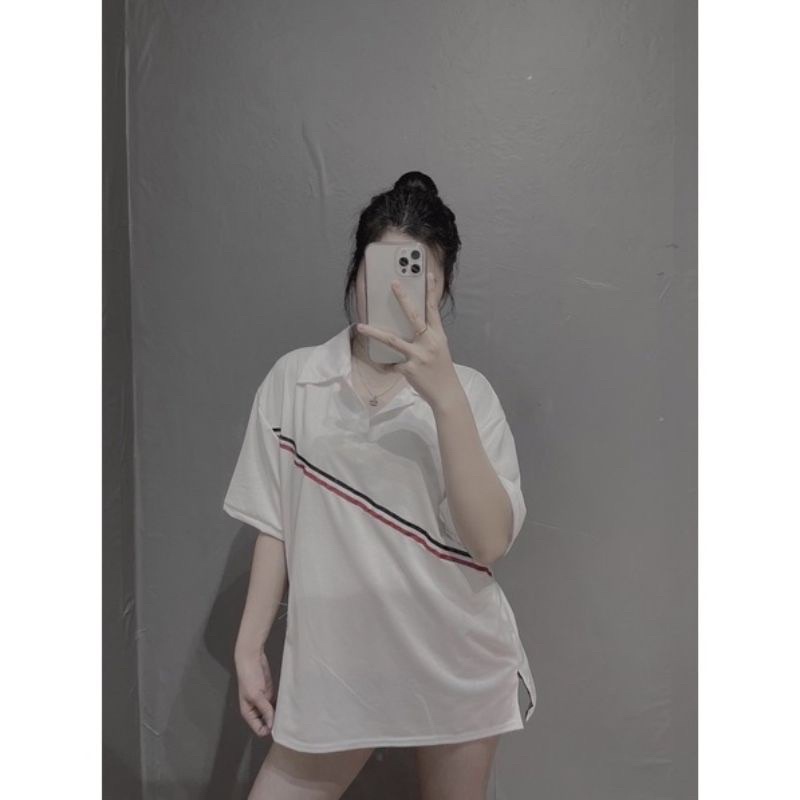 Áo Thun Polo Thom Viền 3 Màu Hàn Quốc, Áo Polo Nam Nữ Chéo Vạch