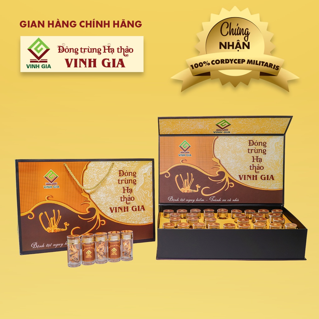 Đông Trùng Hạ Thảo Vinh Gia Nguyên Con Khô Giúp Nâng Cao Sức Đề Kháng Dành Cho Mọi Lứa Tuổi – Hộp 30 Lọ