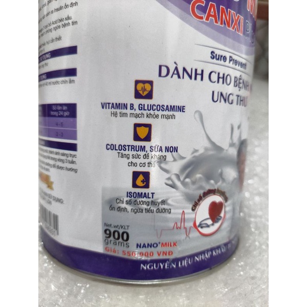 SỮA NANOMILK CANXI PLUS 900G( DÀNH CHO BỆNH NHÂN UNG THƯ) HÀNG MÓP NHẸ