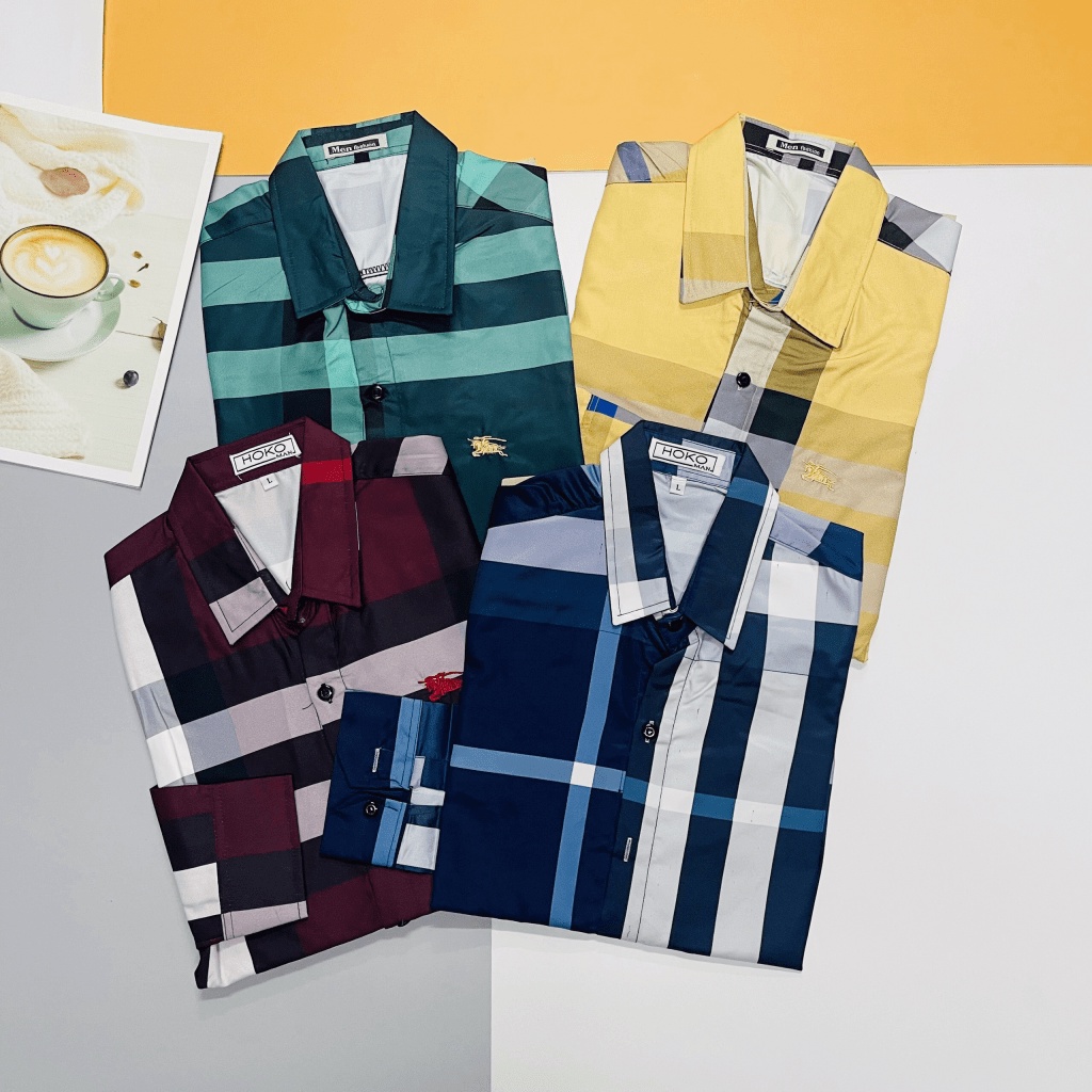 Áo Sơ Mi Nam Tay Dài Phối 3D Sọc Lớn Logo Thêu Ngựa Phong Cách Sang Trọng Trẻ Trung [NEW UNISEX]