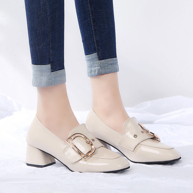 D39- giày tây nữ da bóng đế vuông có đai, giày công sở đế 5cm | BigBuy360 - bigbuy360.vn