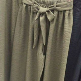 Quần Culottes cạp chun thắt lơ vải đũi