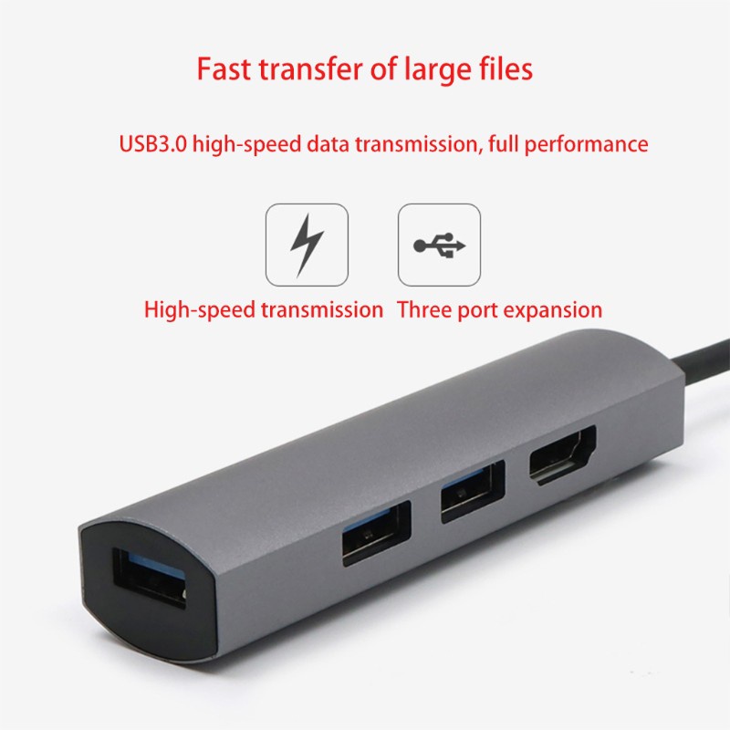 Utake 4 in 1 Multi-Port USB3.0 Type-C USB-C HUB to 4K Video HDMI Adapter Expansion Dock for Macbook