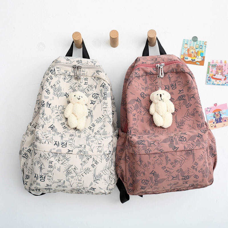 Ba lô đi học sức chứa lớn chất liệu nylon họa tiết hoạt hình đáng yêu phong cách Hàn Quốc
