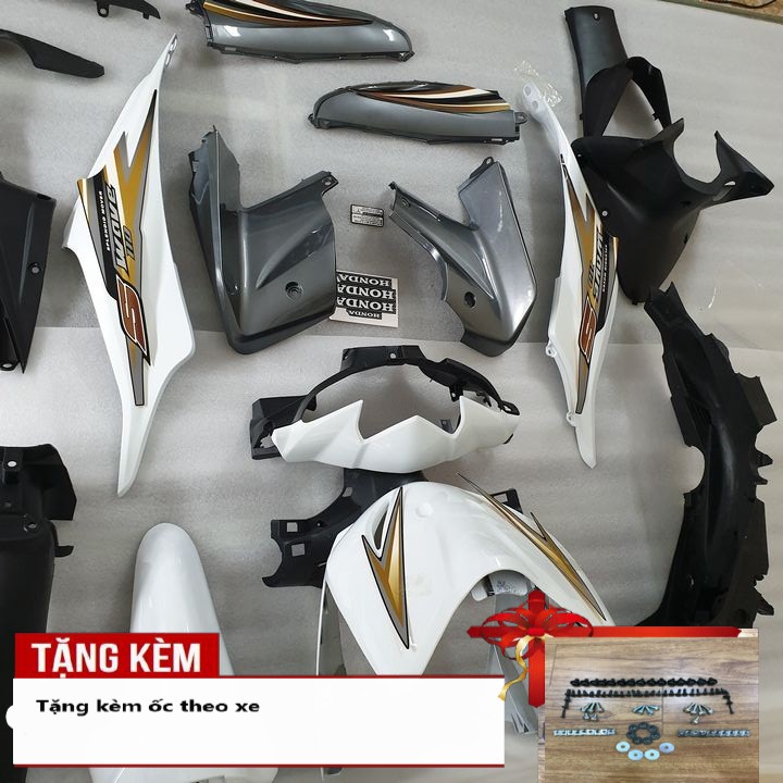 Bộ nhựa xe Wave S110 đời 2008 đến  2010 Màu Trắng  Dàn áo xe Wave S110 - B546