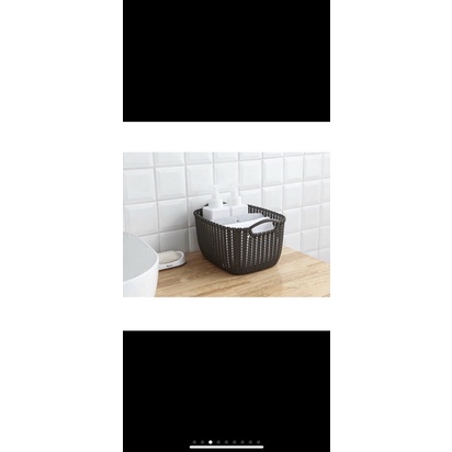 [Kho sỉ]  Giỏ nhựa giả đan mây đựng đồ có quai cầm/ giỏ nhựa mây Hàn Quốc