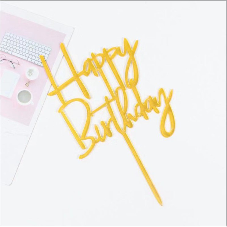 Trang trí bánh sinh nhật bánh kem - COMBO 10 thẻ meka HAPPY BIRTHDAY B các kiểu