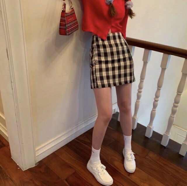 Chân váy kẻ caro - Chân váy mini xẻ bên các màu có lót | BigBuy360 - bigbuy360.vn