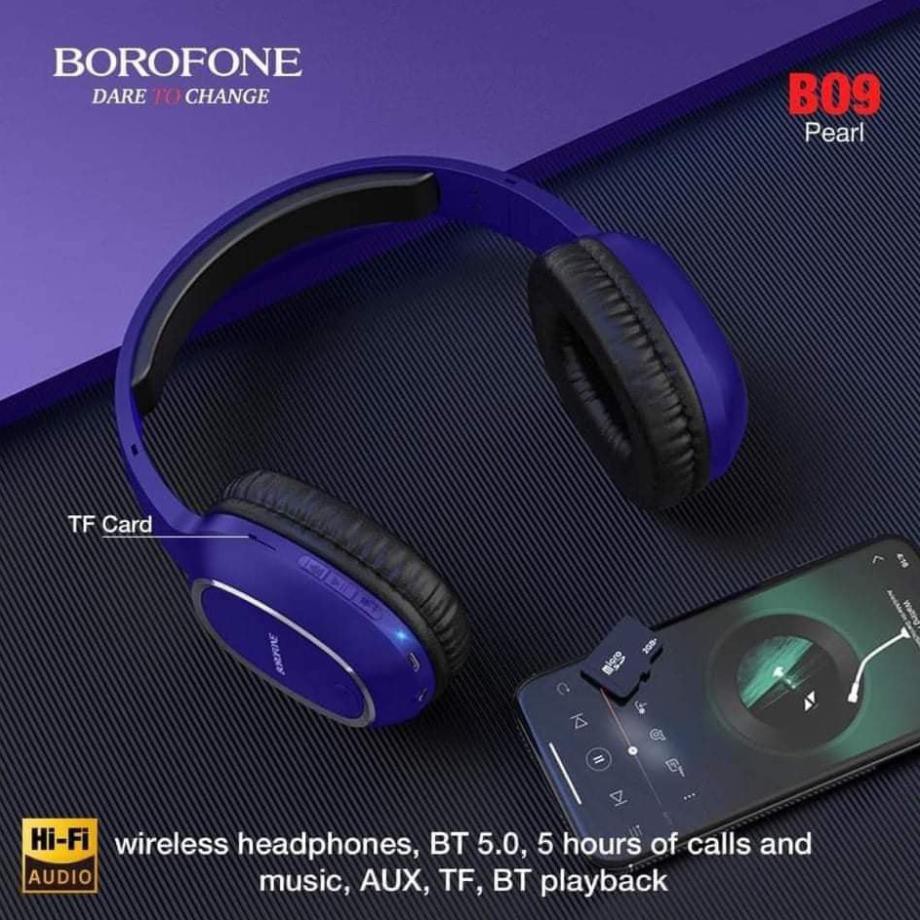 Tai Nghe Chụp Tai Bluetooth BOROFONE B09 Bass Siêu Khỏe, Siêu Hay, chính hãng bảo hành 24 tháng