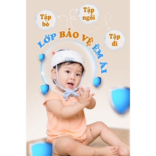 Mũ bảo hiểm cho bé tập bò, tập đi, siêu nhẹ, siêu thoáng, điều chỉnh theo kích thước vòng đầu