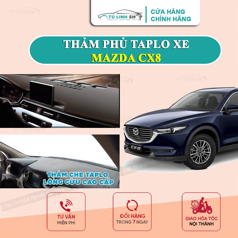 Thảm taplo MAZDA CX8 bằng lông Cừu 3 lớp hoặc Da vân Cacbon