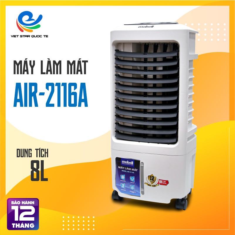 Quạt điều hòa không khí siêu mát Mobell AIR-2116A-Công suất 90W-Dung tích 8L Đổi Mới Do lỗi Sản Xuất - Bảo Hành 12 Tháng