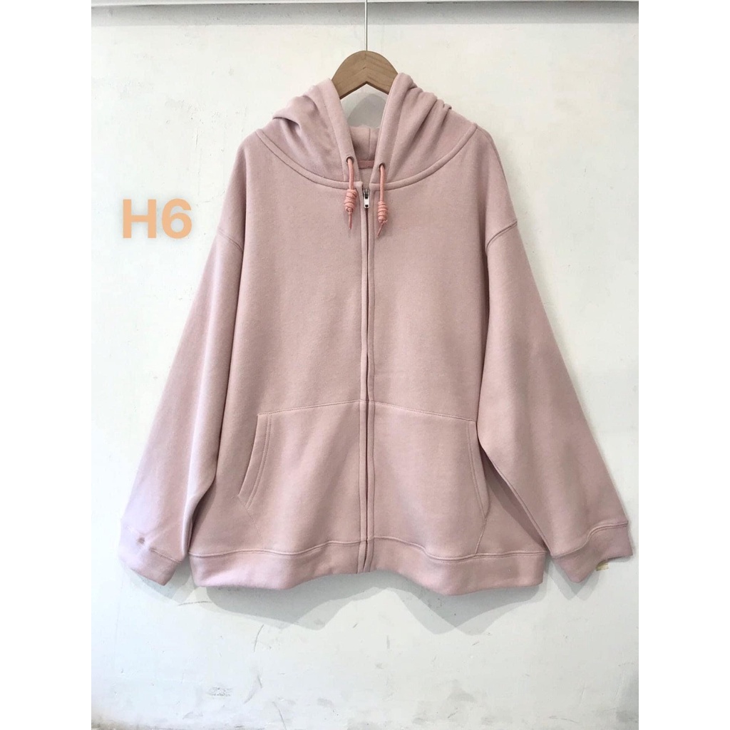Áo khoác nỉ ngoại hoodie zip mũ 2 lớp màu pastel